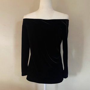 Off the shoulder black velvet long sleeve top by Ann Taylor size medium